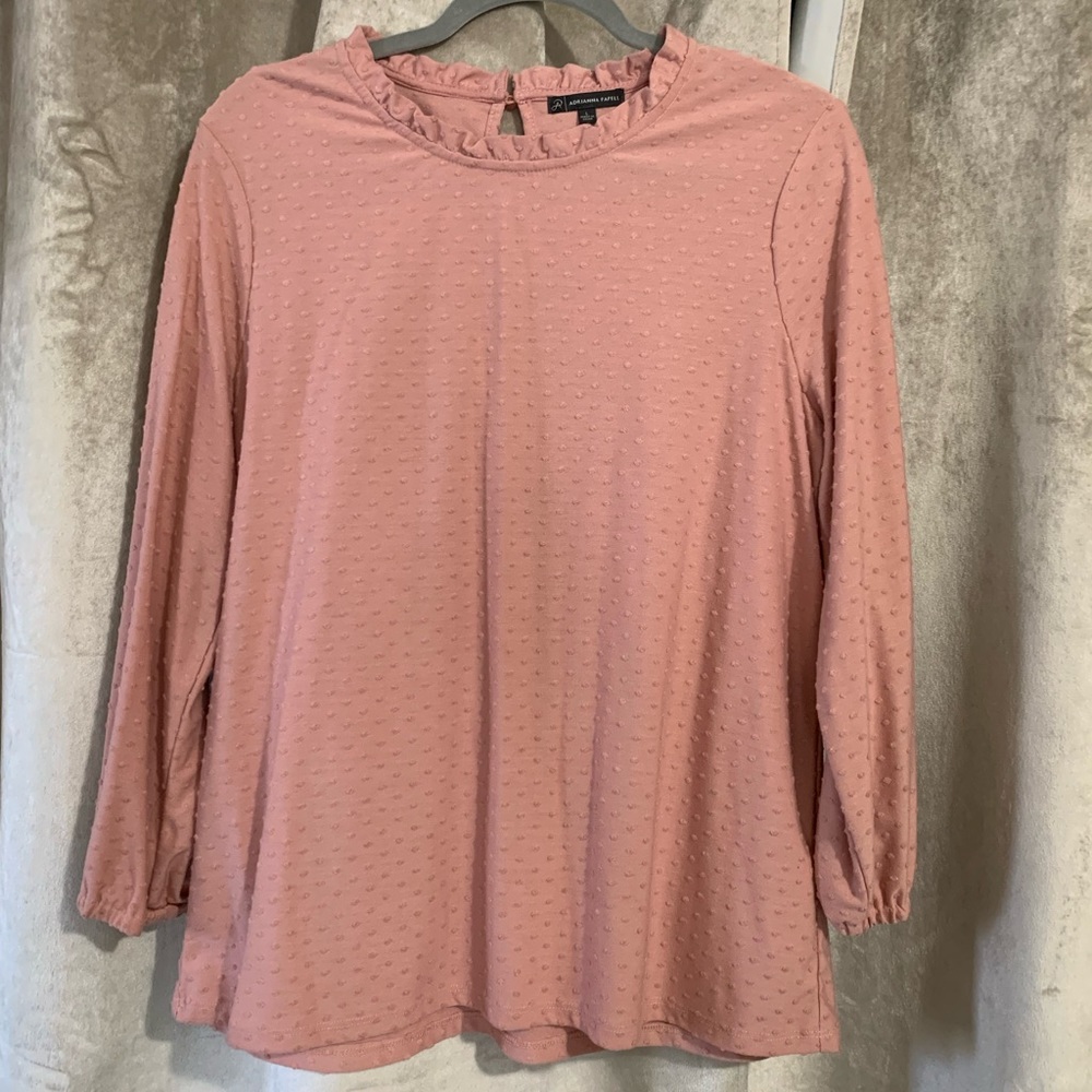 ADRIANNA PAPELL Pink Blouse Size Large